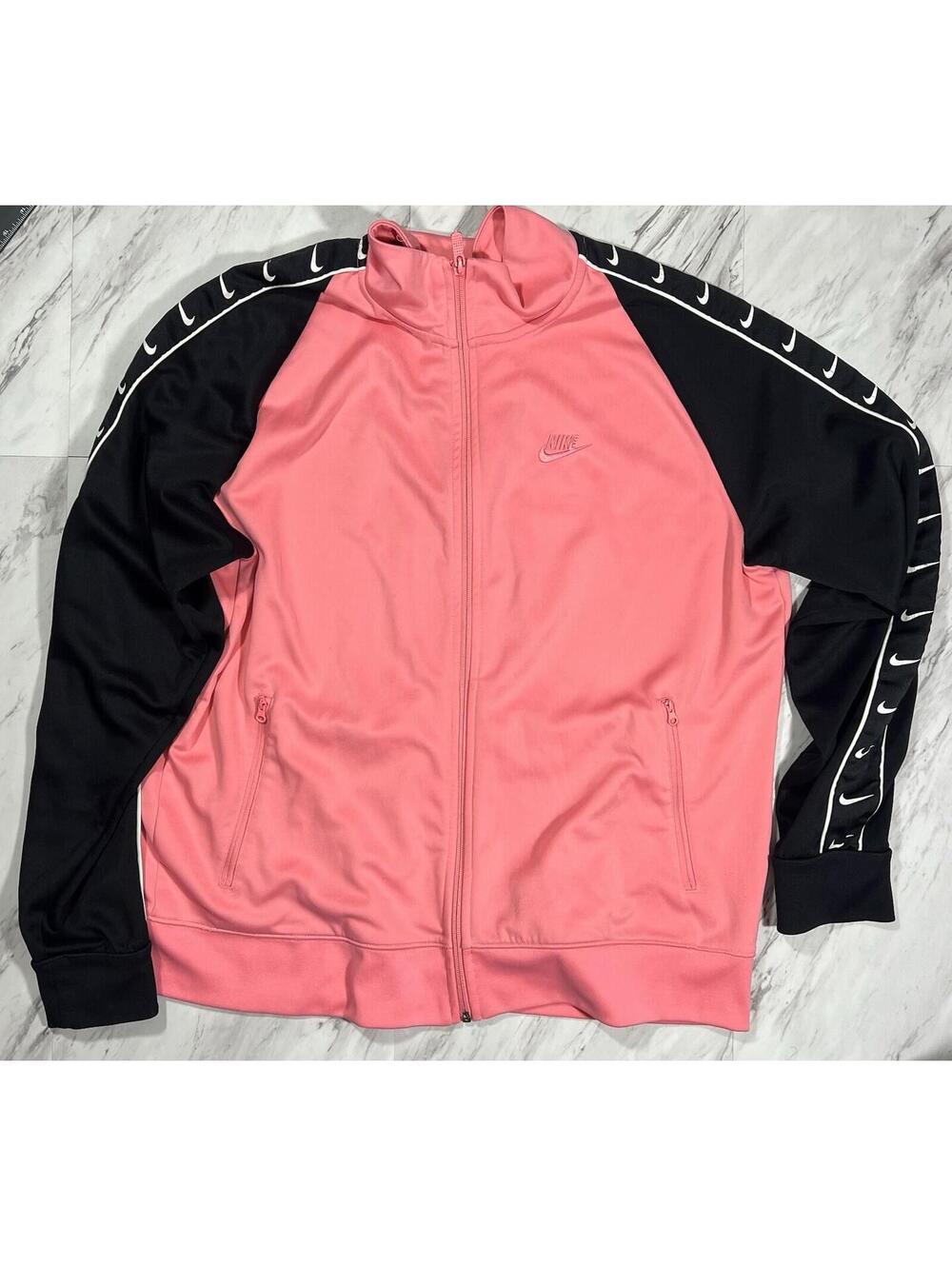 Nike Swoosh Track Jacket Pink Black Full Zip Mens XL #9
